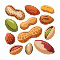 Assorted Nuts Collection Almonds, Peanuts, Pistachios, Brazil Nuts
