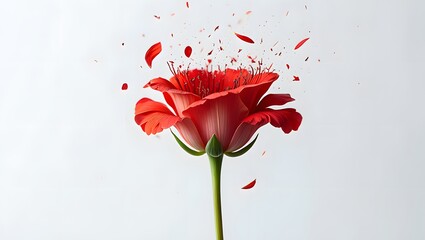 Abstract Red Flower with Splatter Effect - Artistic Floral Design