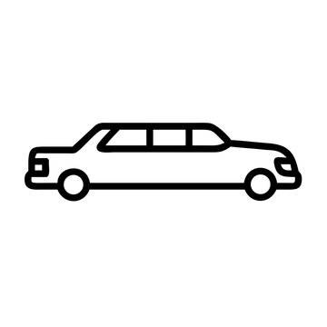 Limousine side view icon in minimalist line art style for luxury transportation concept