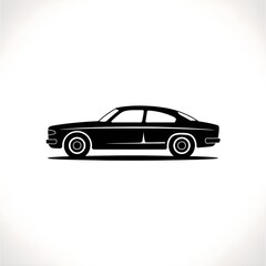 Obraz premium Black color silhouette illustration of a car with white background 