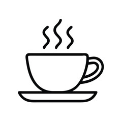 Hot Coffee Cup Icon Vector - Simple Line Art Tea Mug Illustration