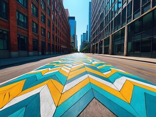 Geometric Street Art - Vibrant Urban Perspective