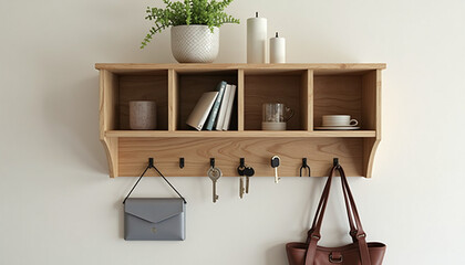 Rustic Wooden Wall-Mounted Purse Organizer for Stylish Home Storage