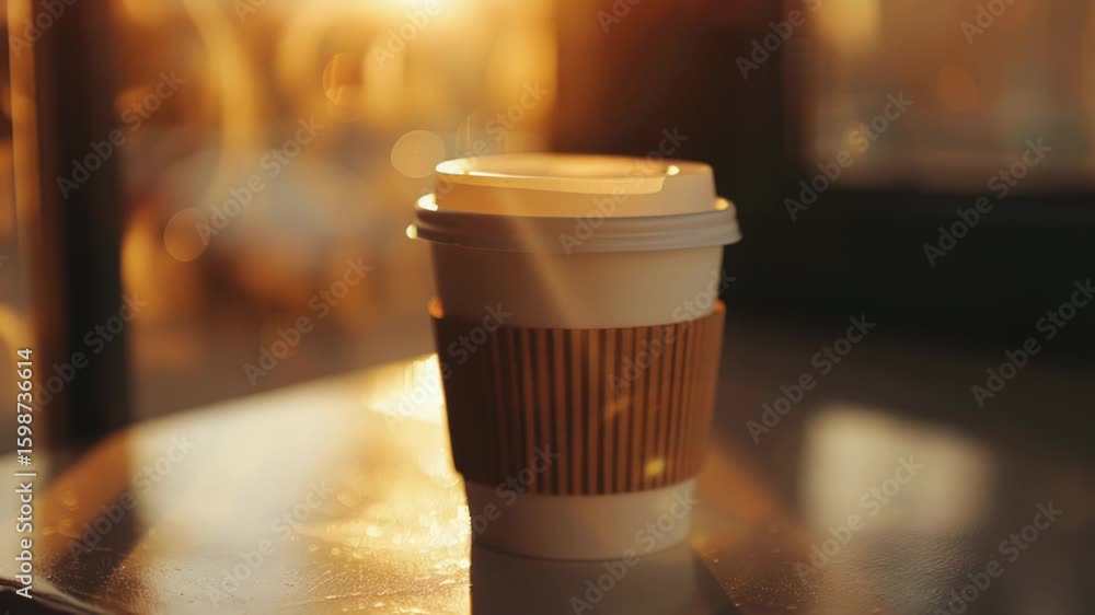 Poster a single coffee cup sits on a table with no other objects in sight
