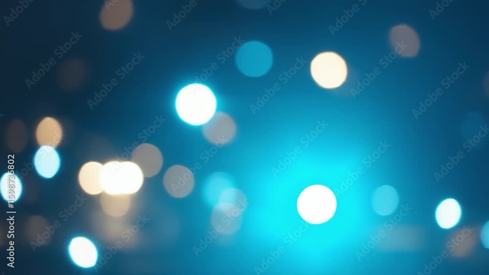 Poster blue background with many white dots. the dots are of different sizes and are scattered all over the