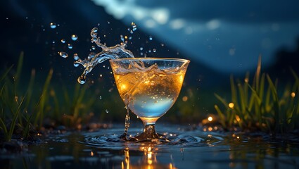 Glass of Water Splash - Dynamic Drink Photography