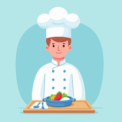 illustration of chef with dishes
