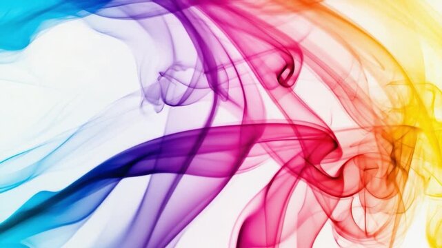 Colorful smokey background with a rainbow of colors. The background is a mix of blue, pink, and yellow. The smokey background gives the image a dreamy and ethereal feel