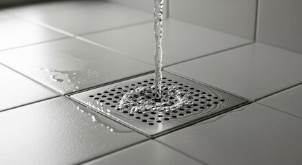 Water drains from a shower drain