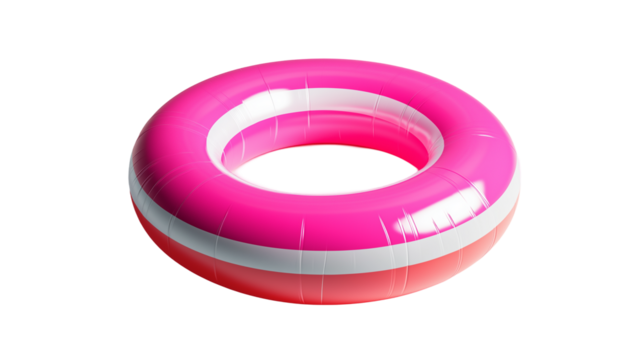 An red and pink lifebuoy ring  detailing, isolated on white background or transparent PNG.