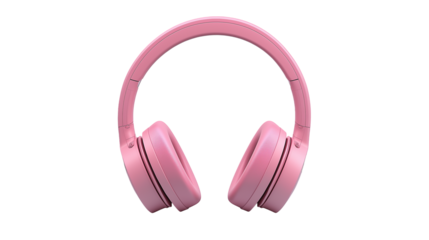 A modern pink headphone with cushioned ear pads and adjustable headband, isolated on white background or transparent PNG.