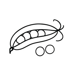 Pea Pod Outline Icon – Minimal Vegetable Line Art