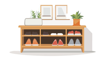 Fototapeta premium Modern Shoe Rack Shelf for Neat Footwear Organization in Stylish Design