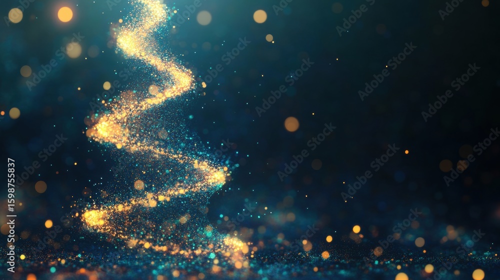 Aufkleber a sparkling spiral of golden particles swirls gracefully above a dark surface, creating a mesmerizin