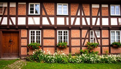 Fototapeta premium Traditional European timber-framed house facade