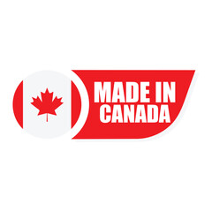Made in Canada Label with Flag – Vector Badge Design for Country of Origin, Export, and Product Packaging