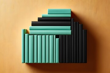 Obraz premium Abstract Geometric Blocks - Teal and Black Composition