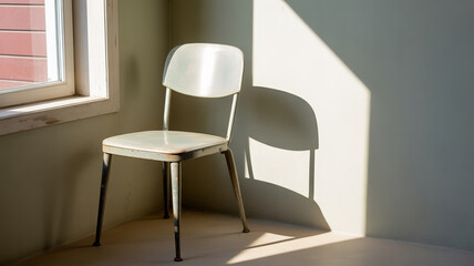 Chair in Corner Light and Shadow Interior Design Element Simple Seating Furniture