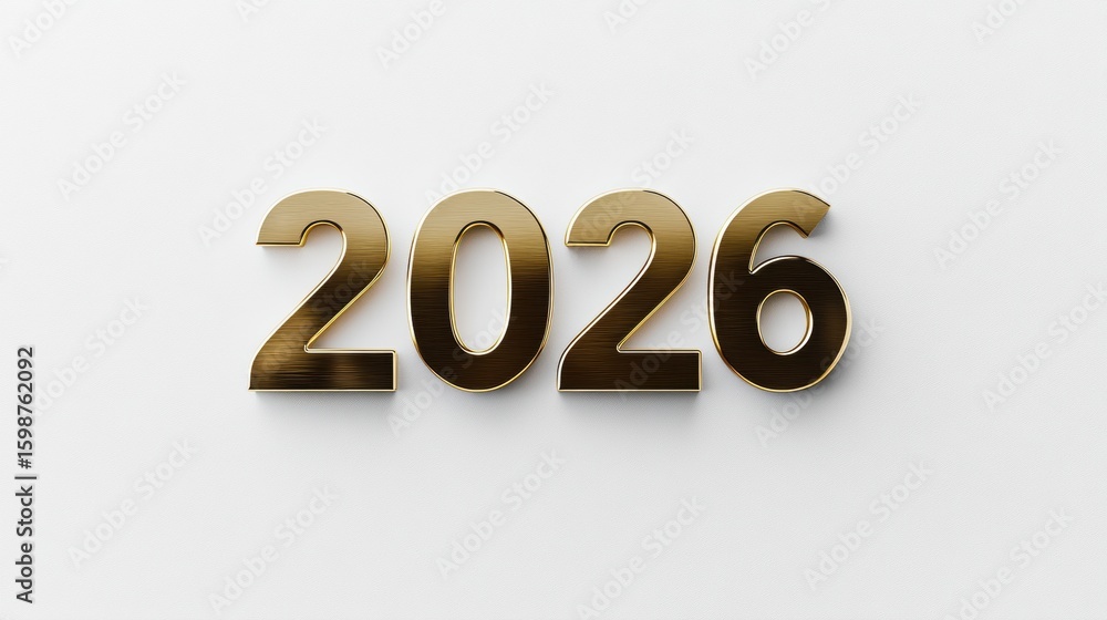 Poster golden numbers for the year 2026 displayed on a minimalistic background