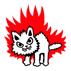 Cat Fire Burning Evil Angry Raised Hair Fur Bad