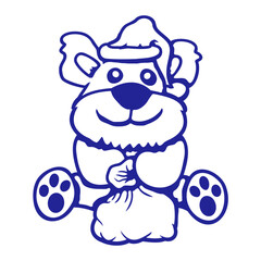 Bear Santa Claus Christmas Hat Happy Celebration Funny