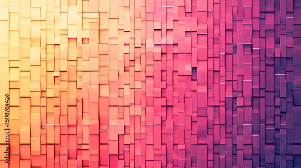 Aufkleber abstract wall of rectangular blocks with gradient color transition background
