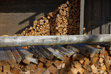 Stack of Split Firewood Outdoors