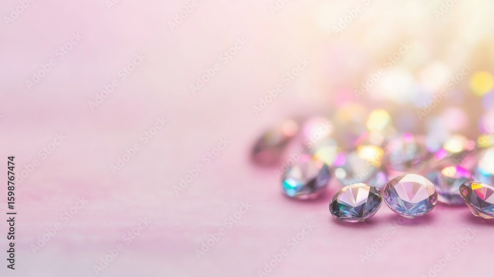 Aufkleber sparkling gems scattered on a soft pink surface create a stunning effect