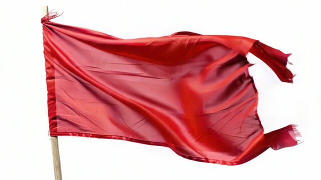 A red flag flies high in the air, alerting people to a warning or signal