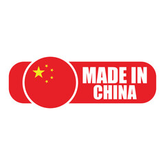 Made in China Label with Flag – Vector Badge Design for Country of Origin, Export, and Product Packaging