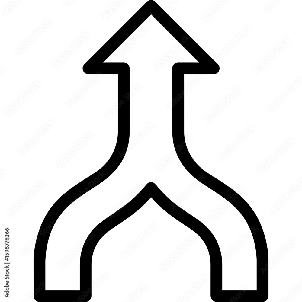 Poster merge arrows outline icon vector