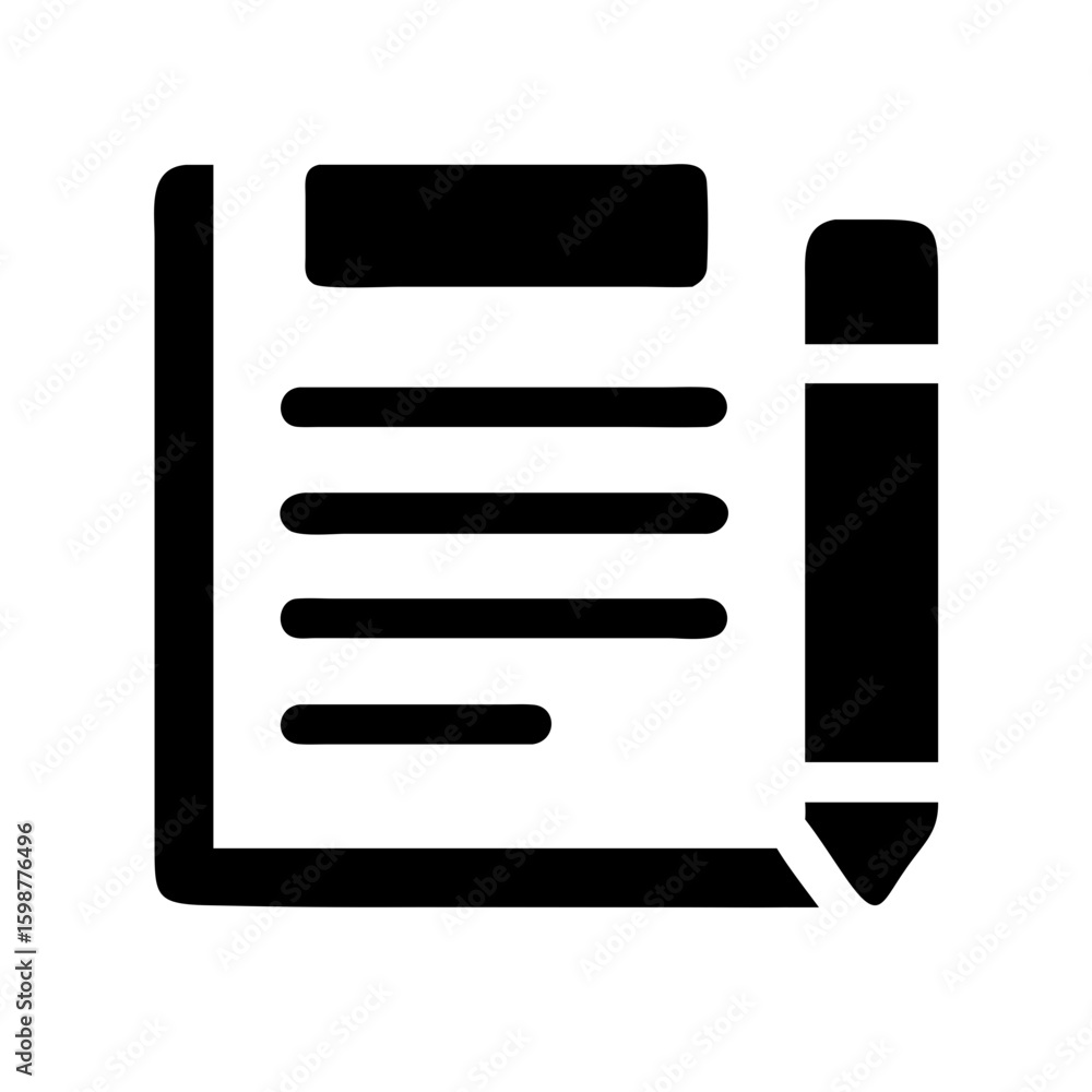 Poster clipboard with pencil icon vector illustration for notes taking and document editing application des