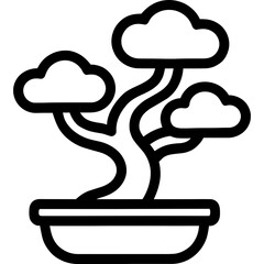 Bonsai tree outline icon vector