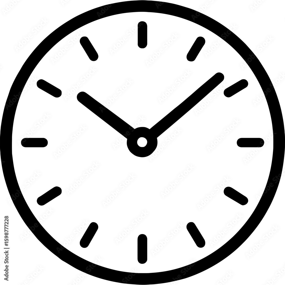 Poster analog clock outline icon vector