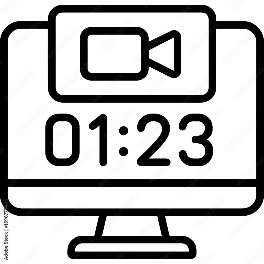 Poster virtual event countdown timer outline icon vector
