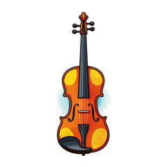 Fototapeta premium Vibrant pop art eco-wood violin, dynamic shapes, isolated on white background, concept of music and creativity.
