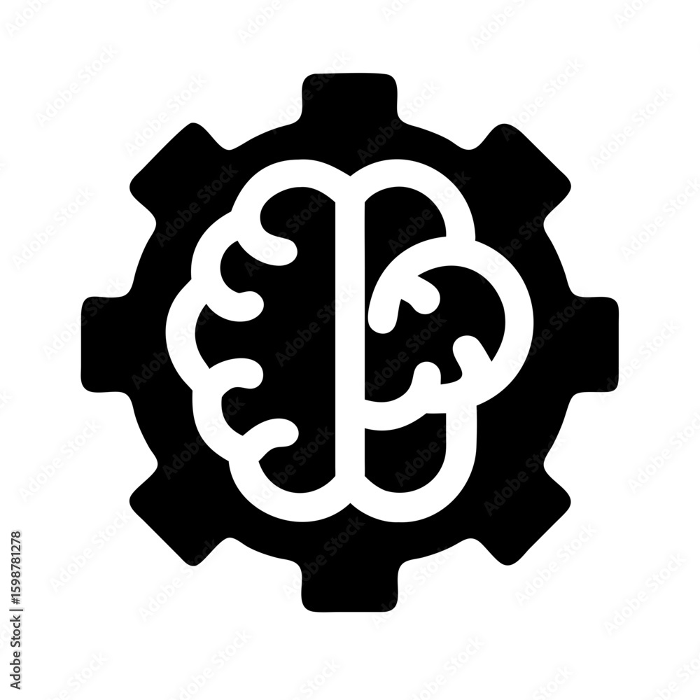 Aufkleber brain gear innovation concept for artificial intelligence and machine learning technology icon vecto