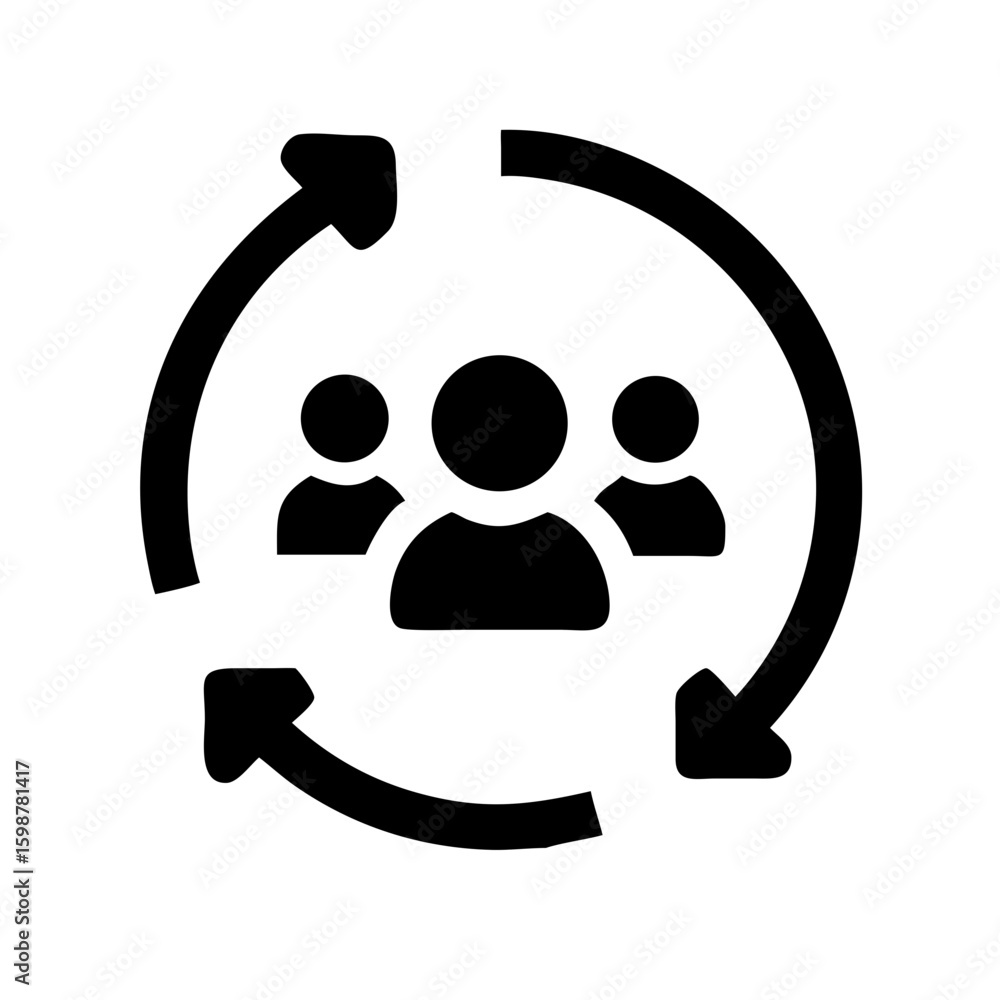 Poster teamwork collaboration cycle process management workflow automation business strategy icon vector