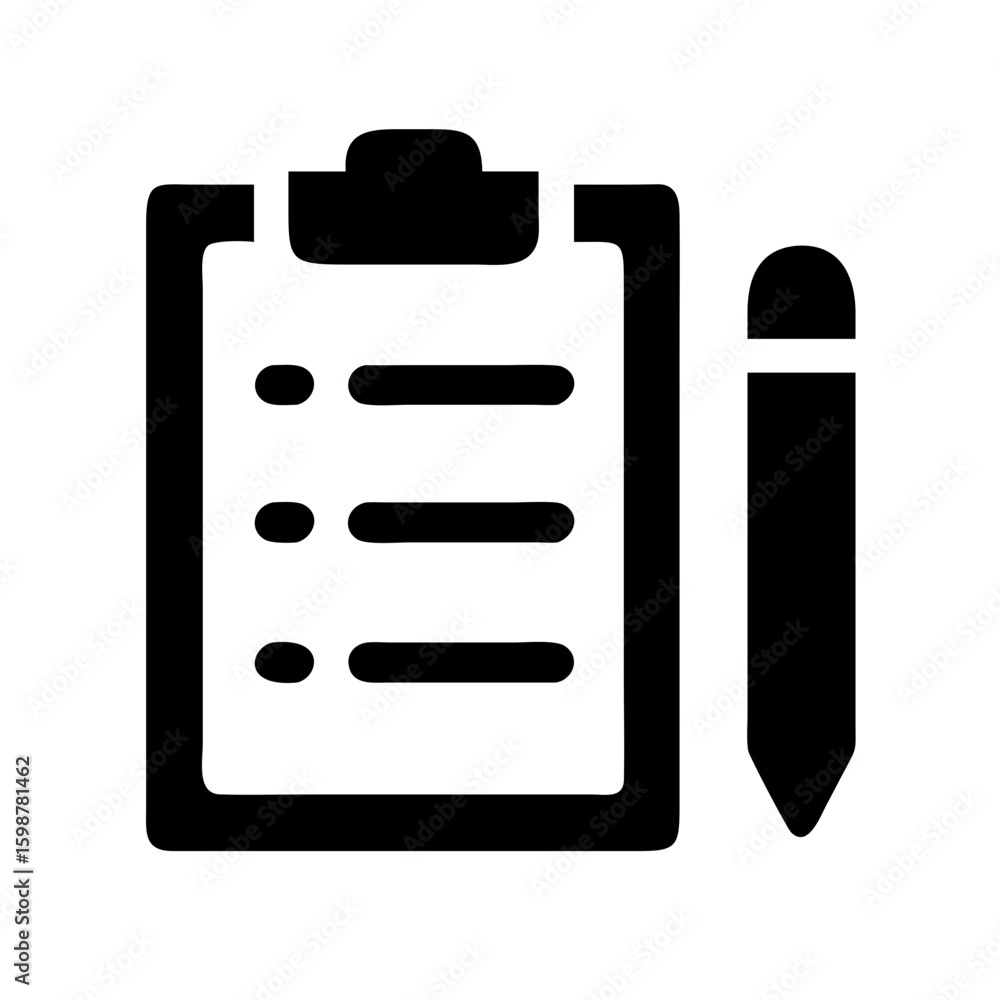 Poster clipboard checklist task list pen icon vector illustration for project management and planning desig