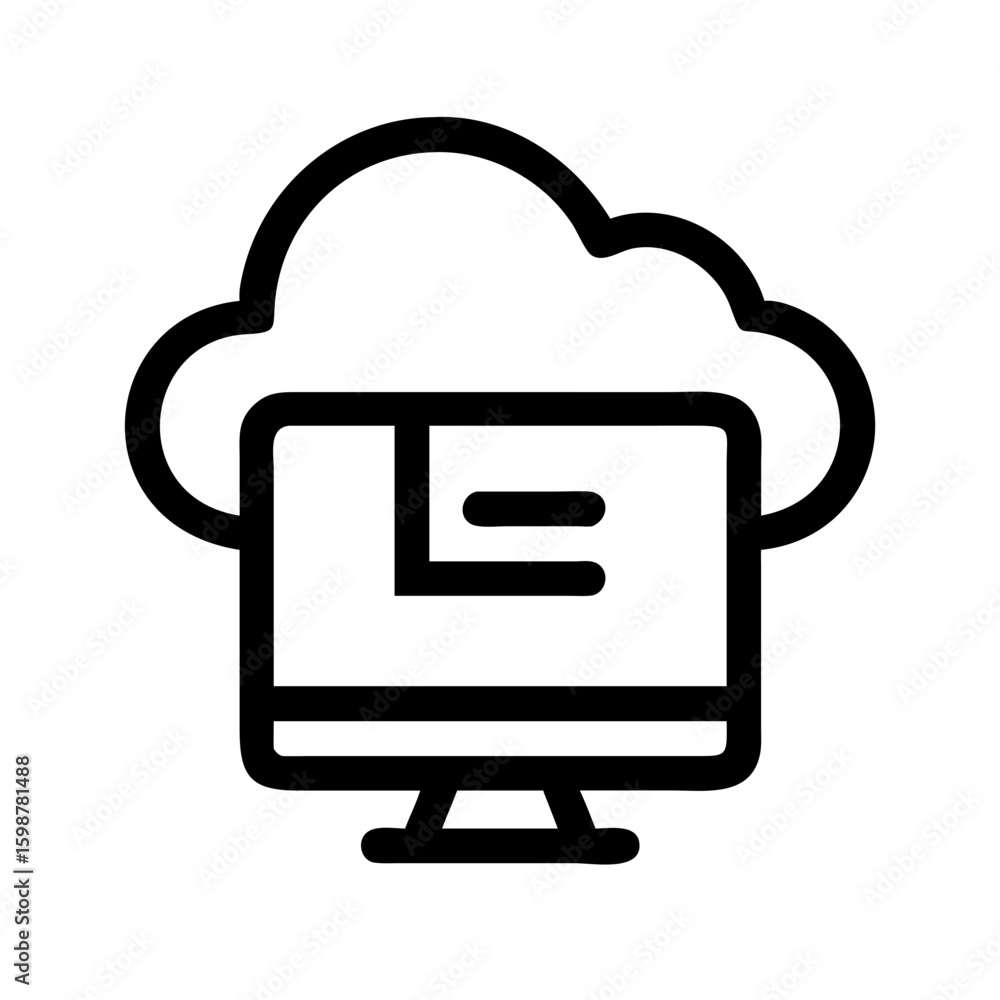 Poster cloud computing desktop icon for data storage and network services and remote access solution