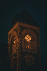 old clock tower at night
