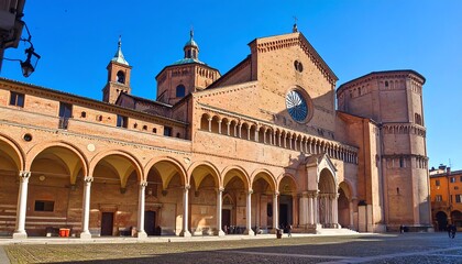 Fototapeta premium Italian cathedral facade and cloister