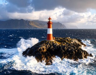 Dramatic lighthouse on a rocky islet