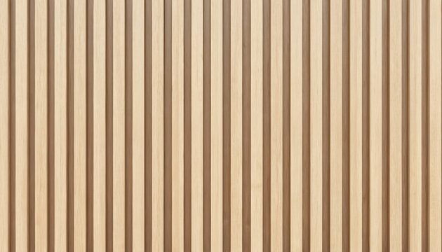 Natural wood slatted wall background. Close-up of vertical wooden planks with a subtle pattern and light brown tones. Ideal for interior design, architecture, and rustic decor projects.