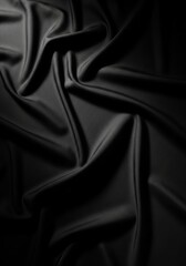 Fototapeta premium Black satin fabric draped texture
