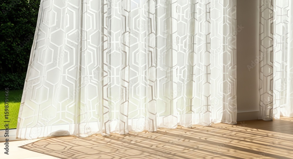 Poster sheer patterned curtains letting light through