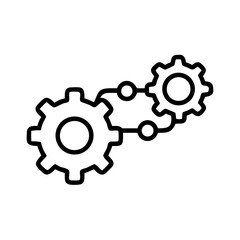 Fototapeta premium Conceptual gear-and-chain-system illustration showing two gears connected by a chain, displayed against white. Gear-and-chain-system design illustrates mechanism and machine elements.
