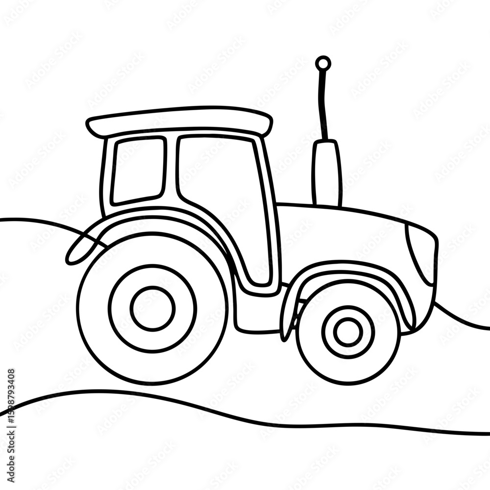 Poster isolated tractor with gps navigation for agricultural work. this tractor with gps technology is used