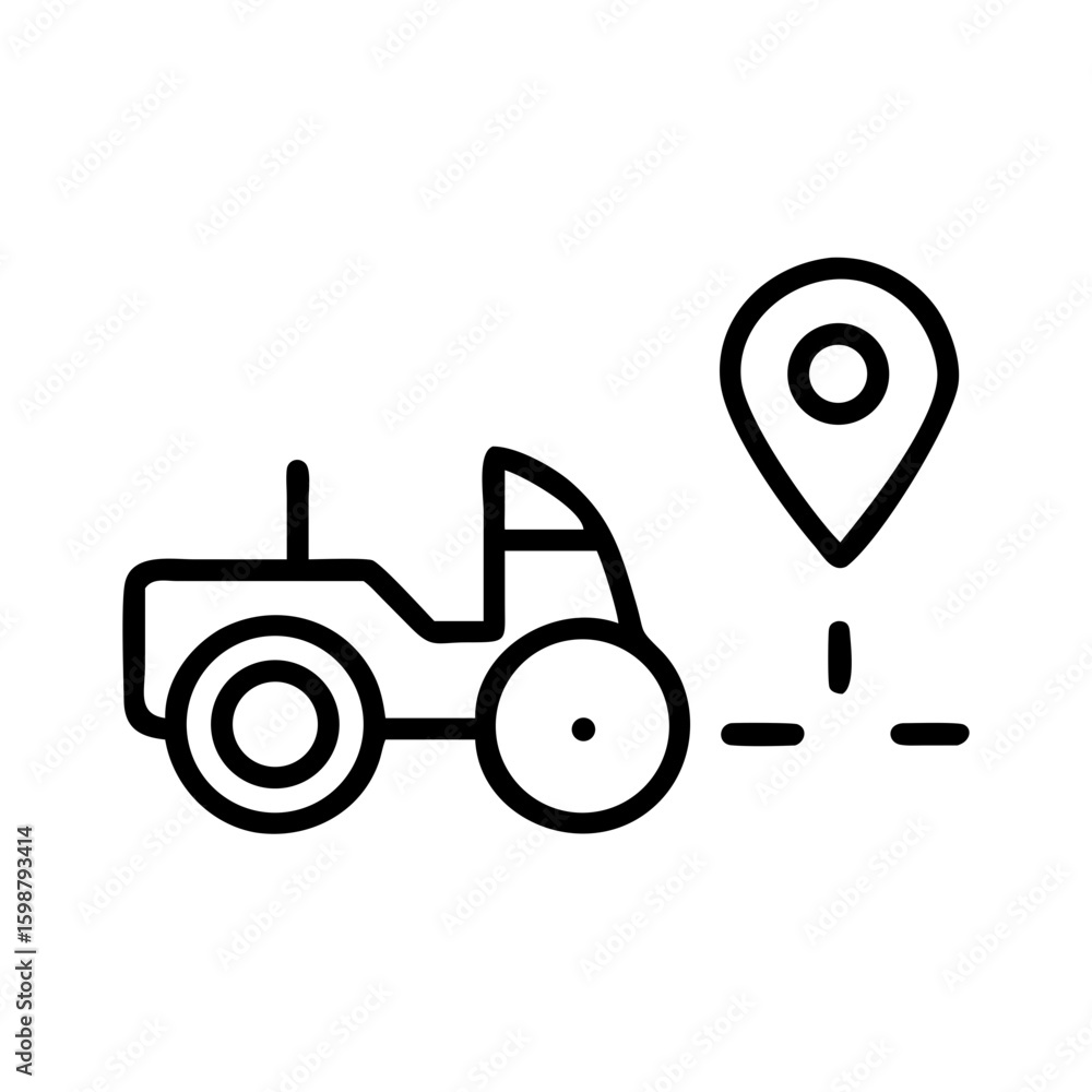 Poster tractor with gps technology on agricultural land. this tractor-with-gps features precise navigation,