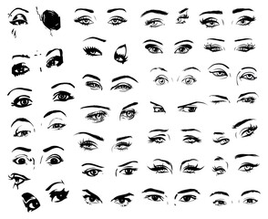 Eyes Expressions: A detailed collection of drawn eyes, showcasing a range of human emotions through artistic expression.